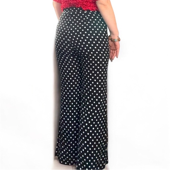 Wild Honey Black and White Polka Dot Wide-Leg Pants High Waisted Pleated Sz L - Picture 15 of 16